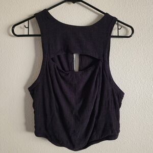 Free People Dark Purple Sleeveless Cutout Back Tank